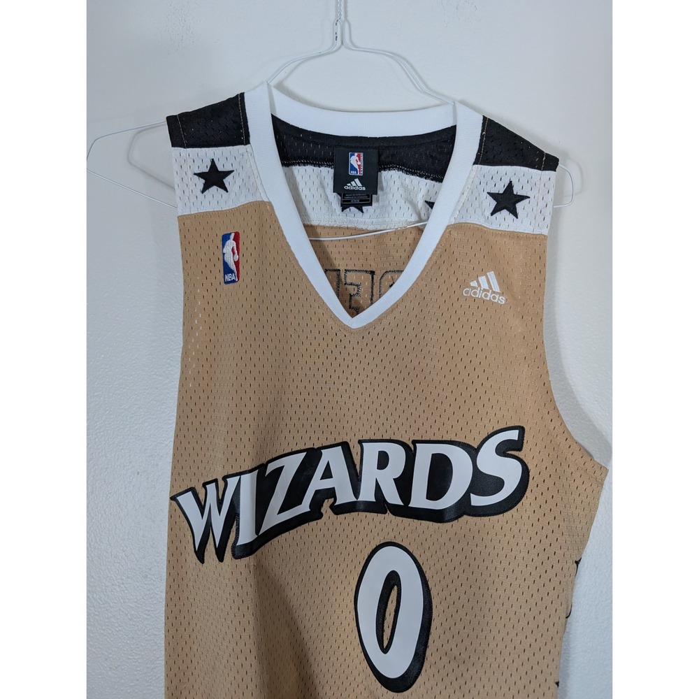 Adidas Men's Medium Gilbert Arenas Washington Wizards NBA Jersey Gold Length +2 - Picture 6 of 12